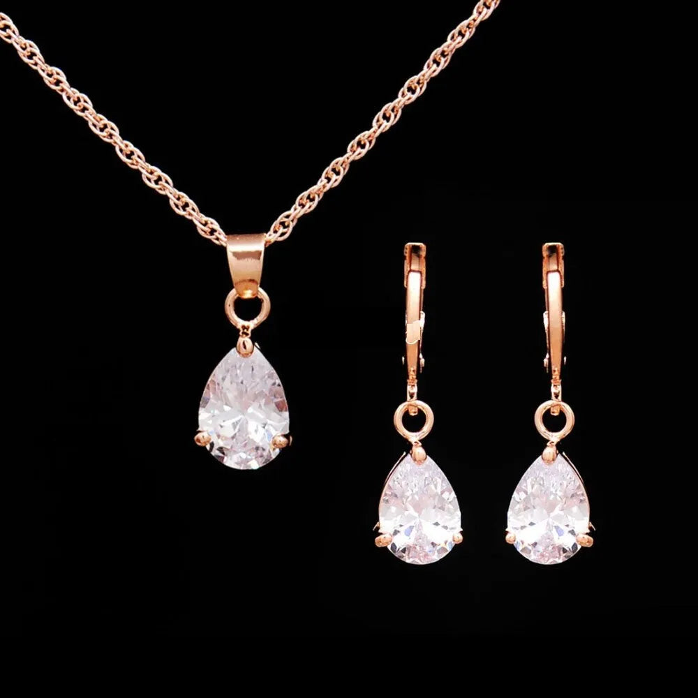 Cubic Zirconia Gold Plated Jewelry Set