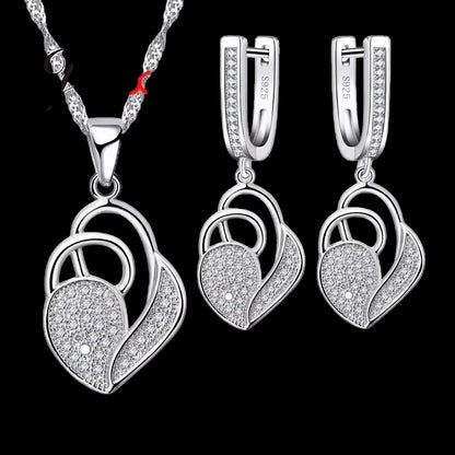 Heart Shaped 925 Silver Jewelry Set – Elegant & Timeless Gift for Loved Ones