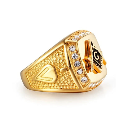 Gold Masonic Ring for Men – Bold & Stylish Freemason Jewelry 