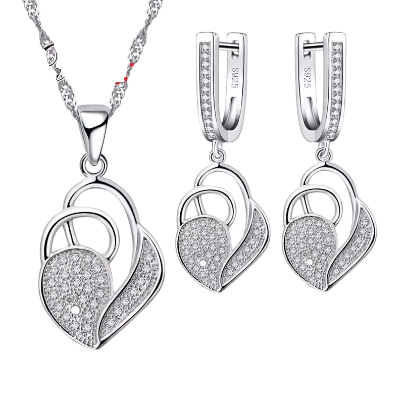 Heart Shaped 925 Silver Jewelry Set – Elegant & Timeless Gift for Loved Ones