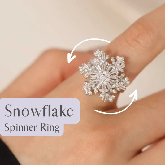 Enchanted Snowflake Spinner Ring with rotating snowflake, elegant design – available at the Best Jewelry Store Online in Pakistan