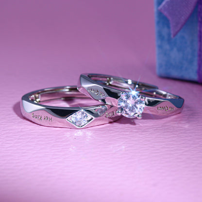 His Queen Her King couple rings set made of brass and zircon, perfect gift for couples 1 – Artificial Jewellery Online in Pakistan