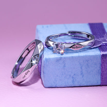 His Queen Her King couple rings set made of brass and zircon, perfect gift for couples 3 – Artificial Jewellery Online in Pakistan