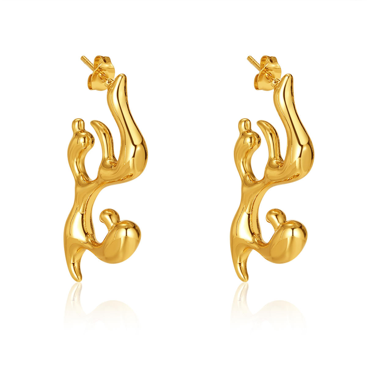 18K Gold Irregular Flame Earrings
