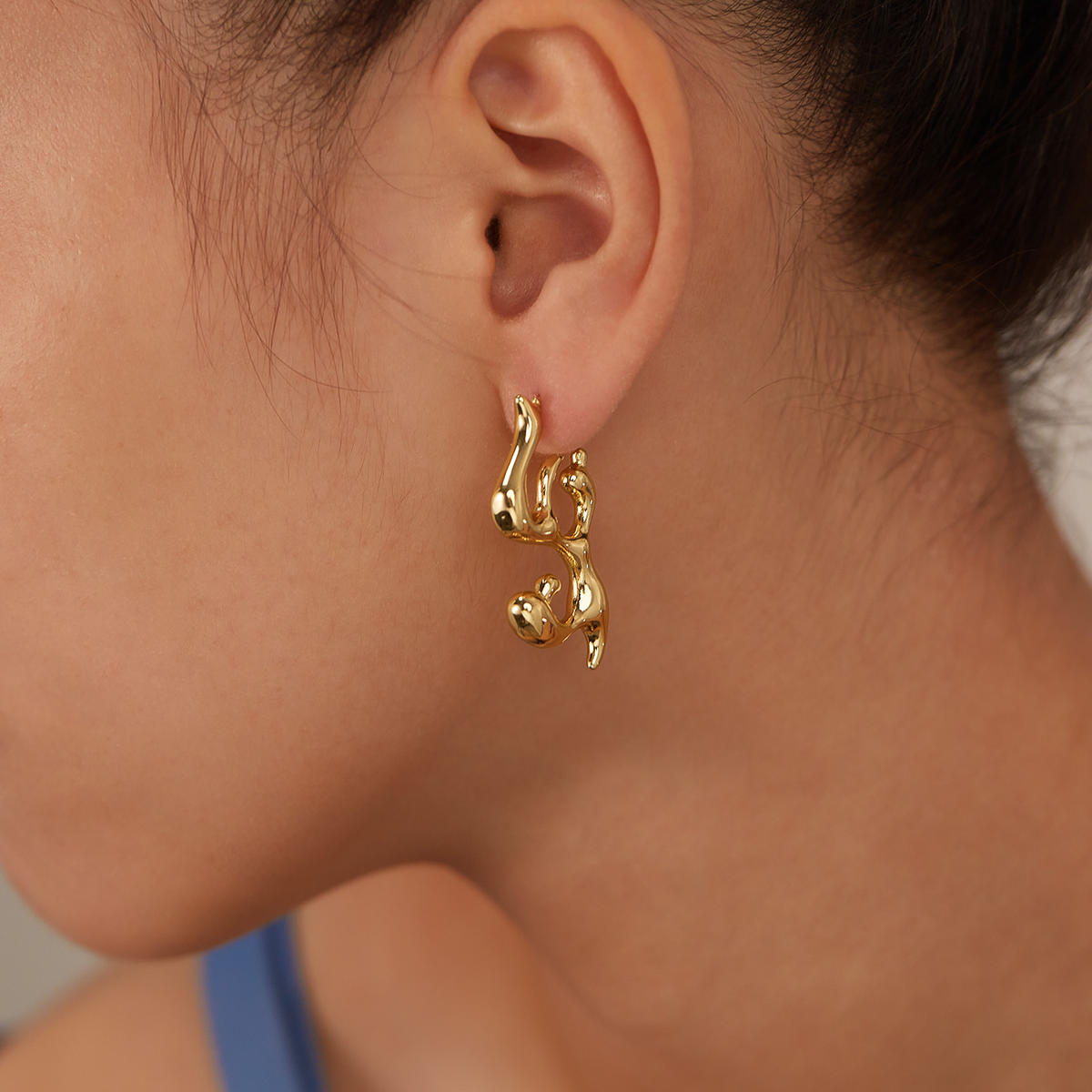 18K Gold Irregular Flame Earrings