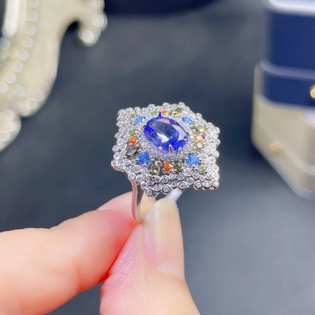 Top angle of tanzanite ring with white gold plating – Best Jewelry Store Online in Pakistan