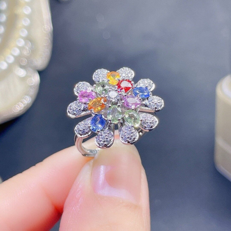 Side angle showing detailed craftsmanship of crystal flower ring – Best Jewelry Store Online in Pakistan