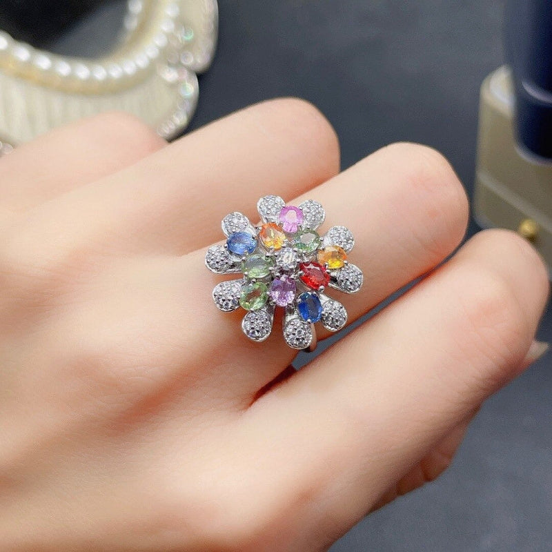 Woman wearing Elegant Flower Crystal Ring for a stylish look – Best Jewelry Store Online in Pakistan