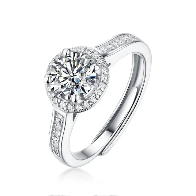 silver moissanite ring