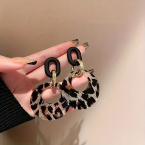 Leopard Print Dangle Earrings - Women Fashion Jewelry