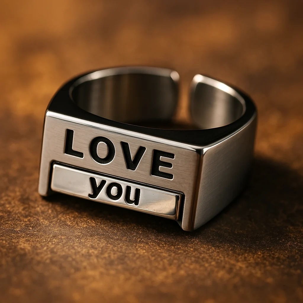 Hand wearing anxiety fidget ring Pakistan focus and calm jewelry design