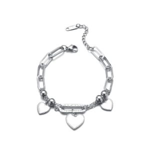 Heart Charm Stainless Steel Bracelets Pakistan for Women front view
