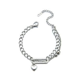 Heart charm chain bracelet for women in silver stainless steel bracelets Pakistan