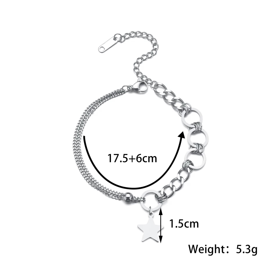 Close-up of star charm chain bracelet – Star Charm Bracelets Pakistan stainless steel fashion accessory