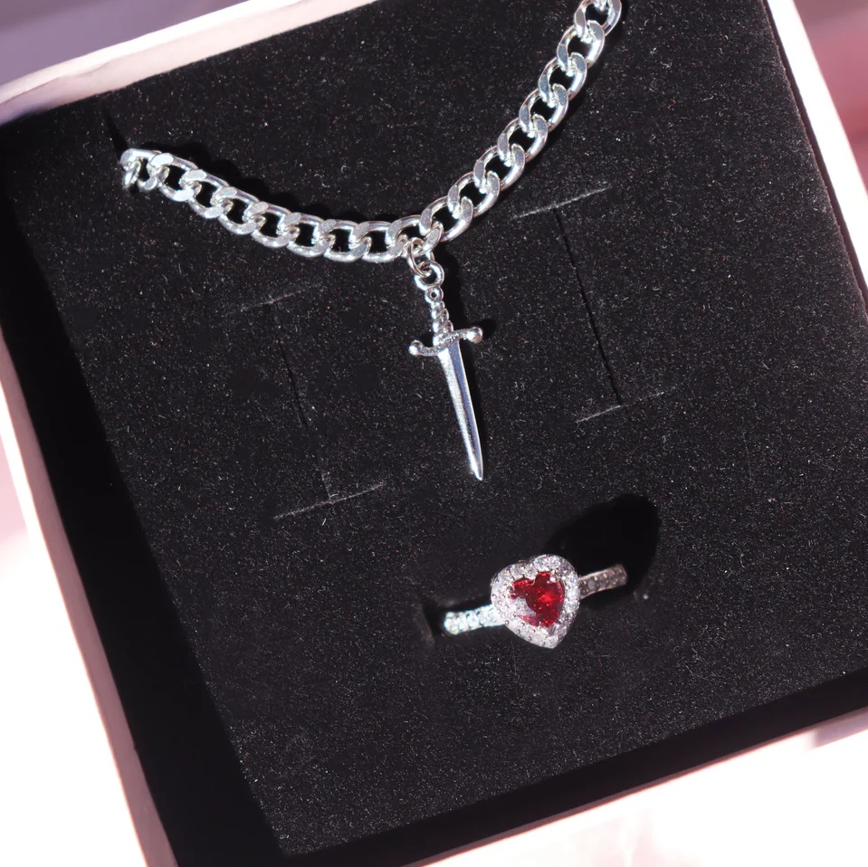 Heart Ring Sword Bracelet Set for Couples Pakistan