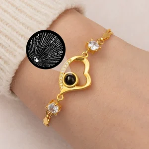 Gold color I Love You bracelet with zircon stone romantic jewelry
