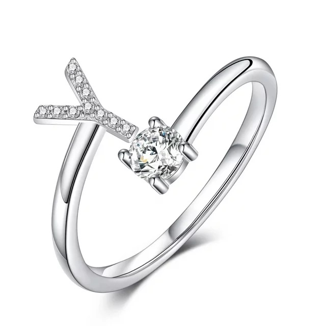 Trendy Initial Ring Y Alphabet Crystal Zircon Rings
