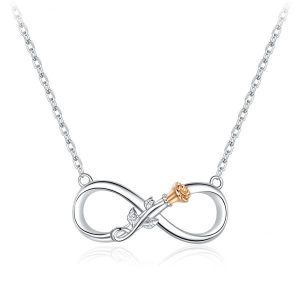 925 silver infinity necklace Pakistan with rose design elegant women jewelry