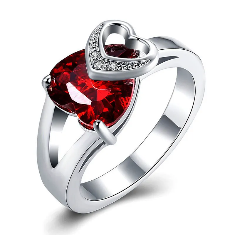Silver Heart Ring with 5A Zircon Crystal
